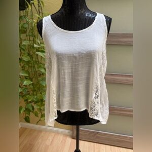 Fashionomics Boho Lace High Low Tank Top Size S